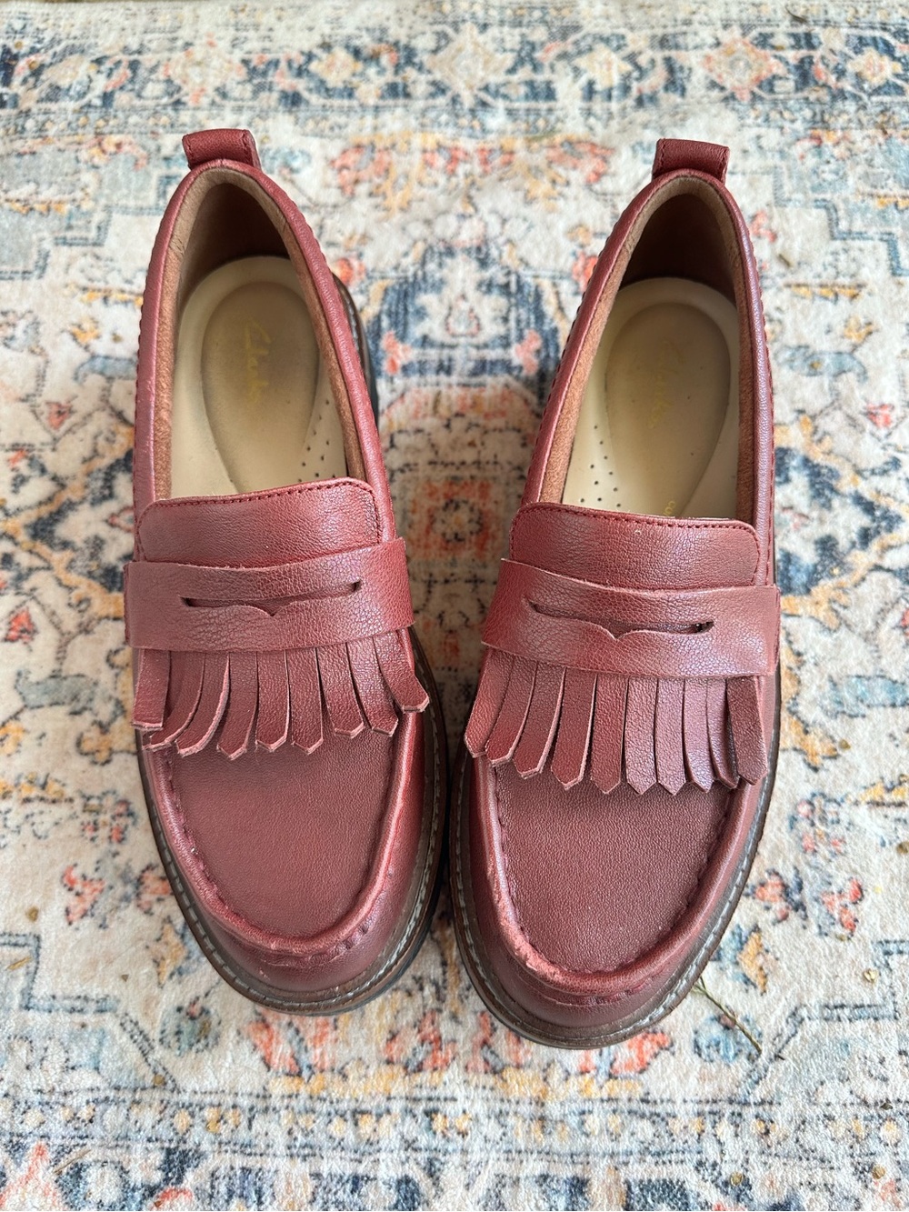 Clark’s  Burgundy Tassel Loafers 7.5